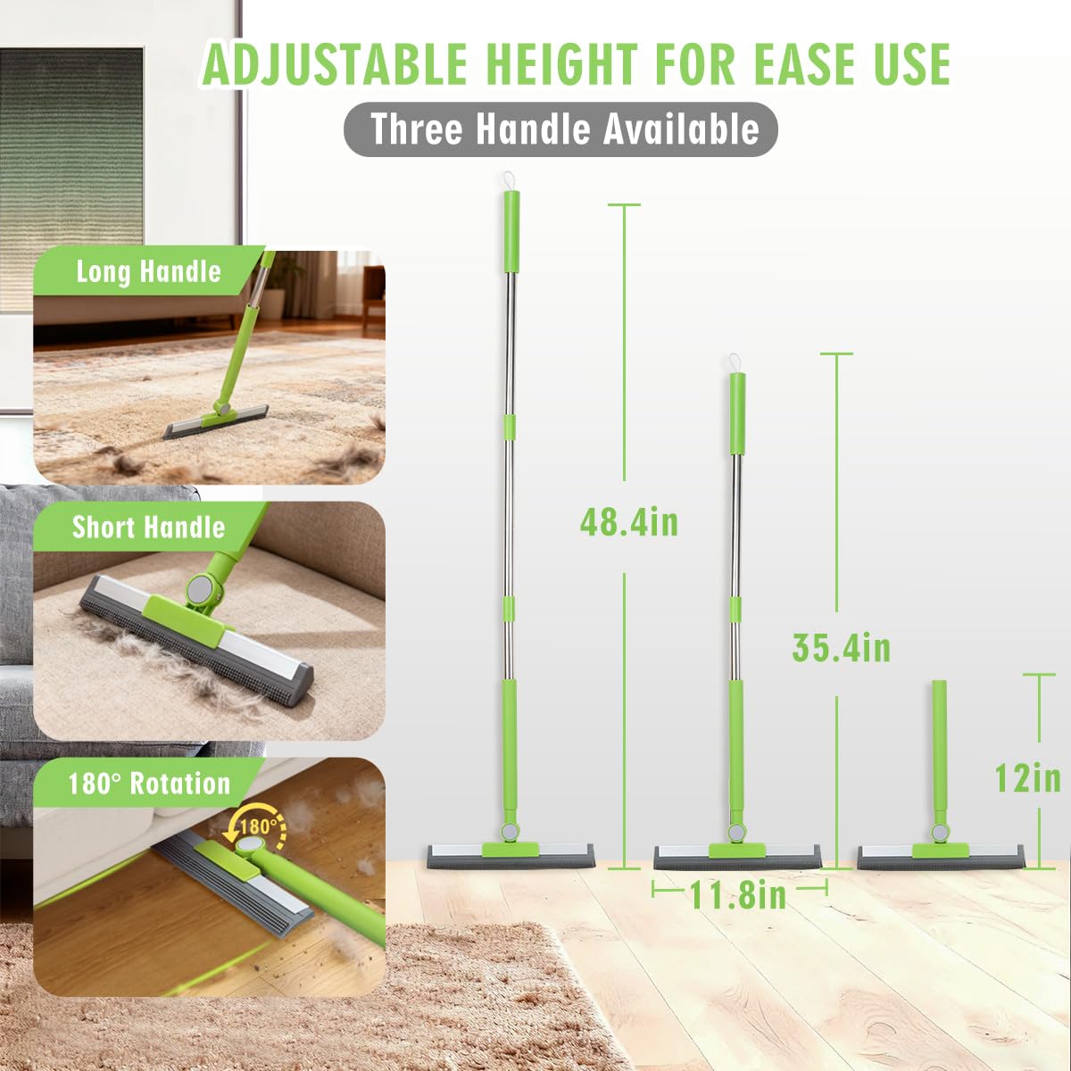 MXF Pet Hair Remover Kit extendable handle reaches high sofas and low carpets.