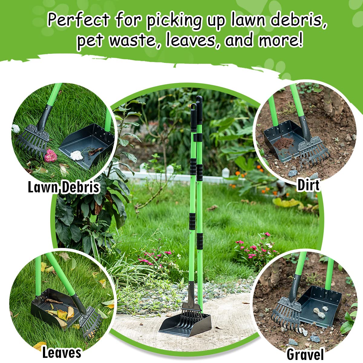 MXF pooper scooper easy-clean tray-rake cleans with a hose