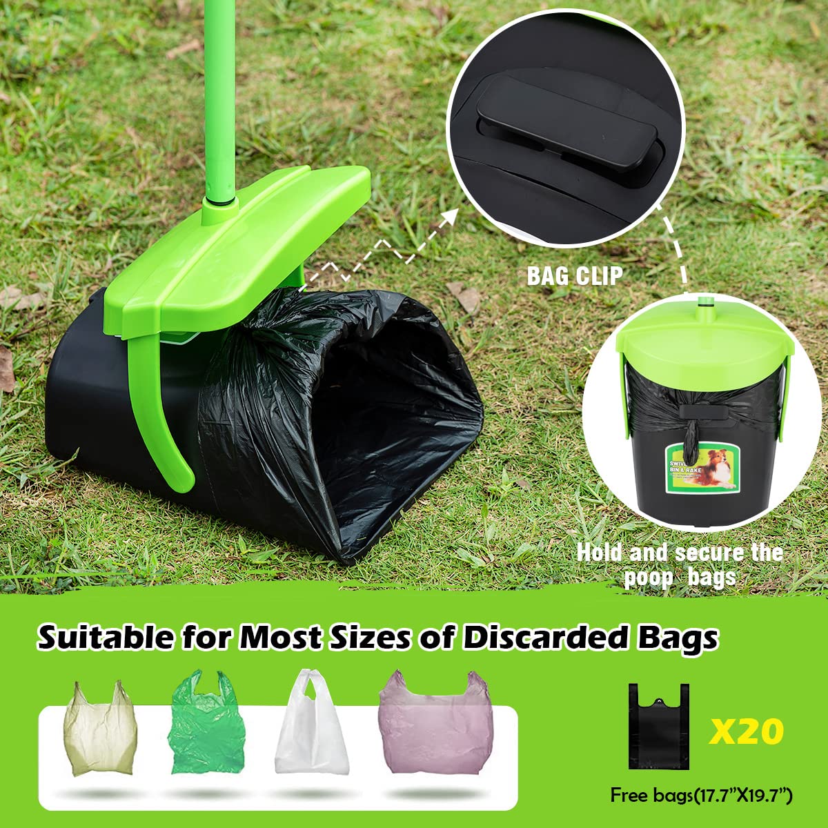 MXF Pooper Scooper coated rake stays clean after use in outdoor cleanup