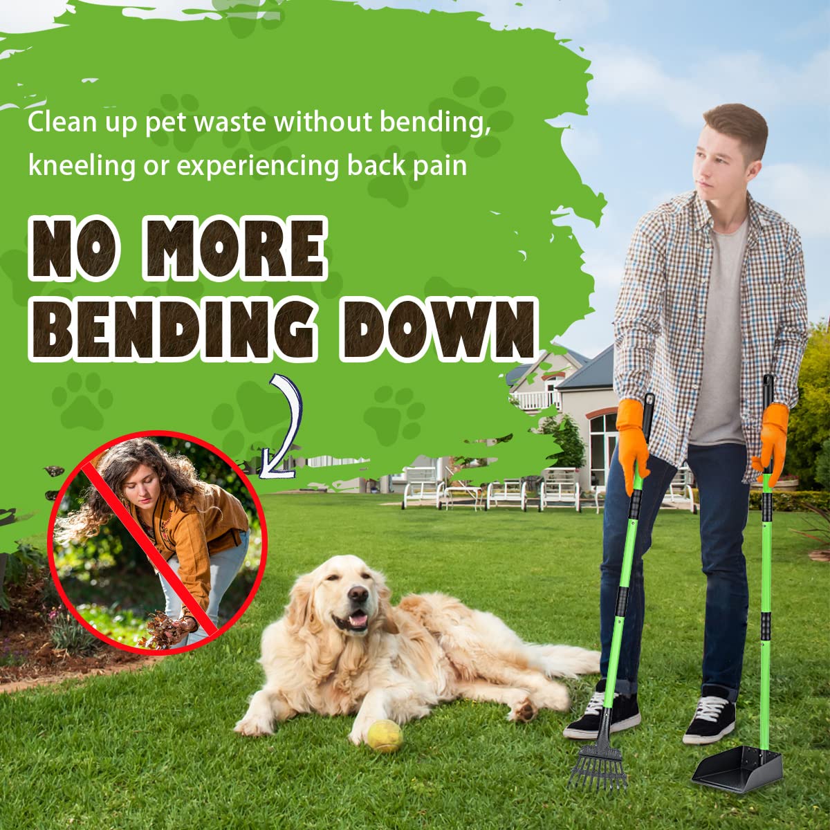 MXF pooper scooper on grass-dirt-gravel surface for tidy outdoor spaces