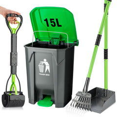 MXF pooper scooper set with 28-inch handle for easy pickup.