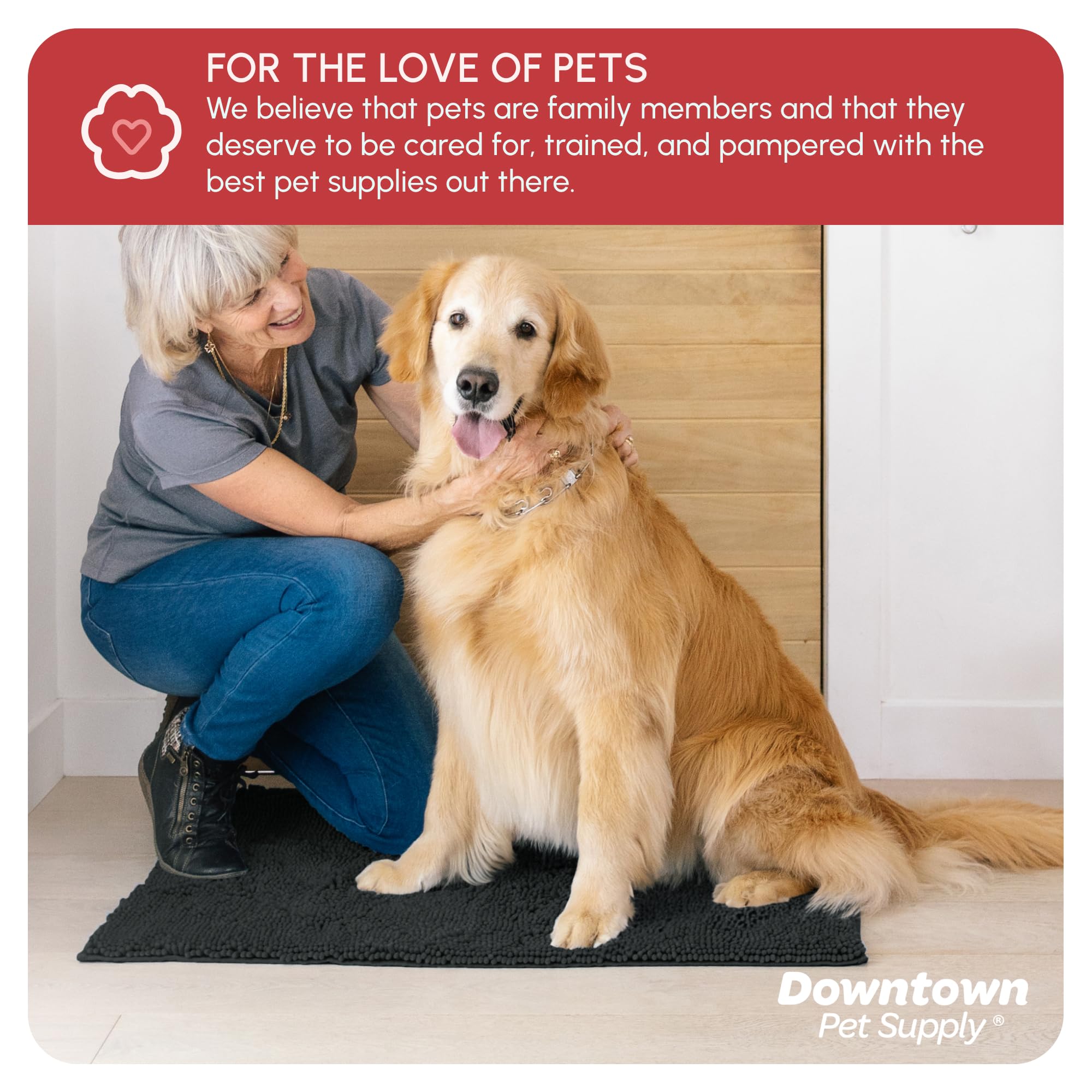 My Doggy Place 36x26 inch mat protects floors with quick-dry comfort.