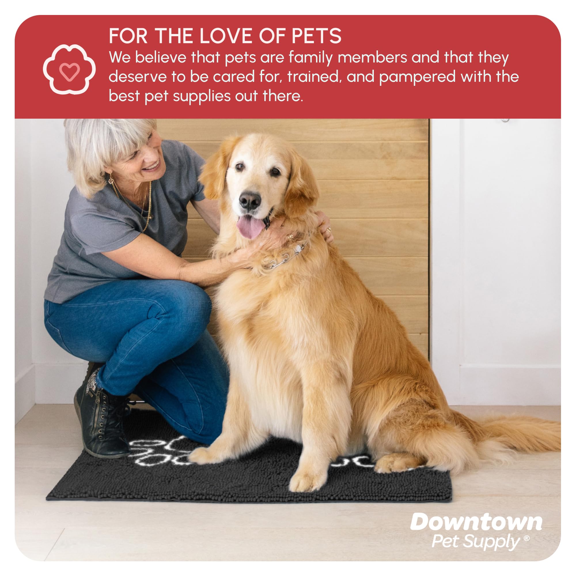 My Doggy Place large 36x26 mat fits doorways and mudroom spaces.