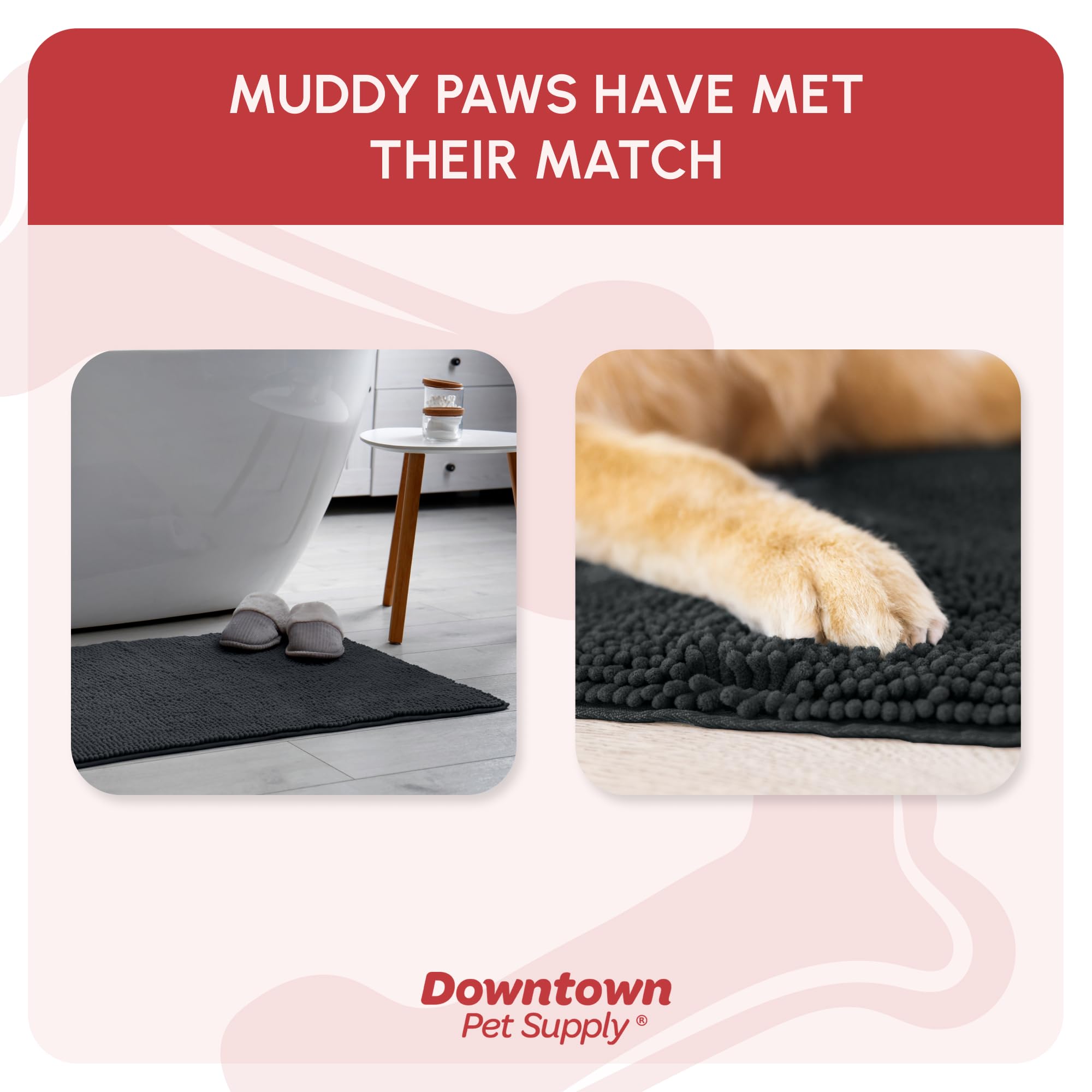 My Doggy Place mat anti-slip backing keeps paws and floors safe.