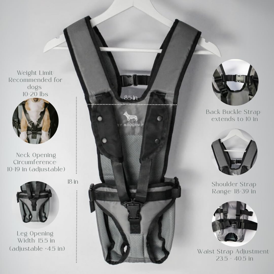 My Modern Pet shoulder straps and harness provide stable, comfortable support