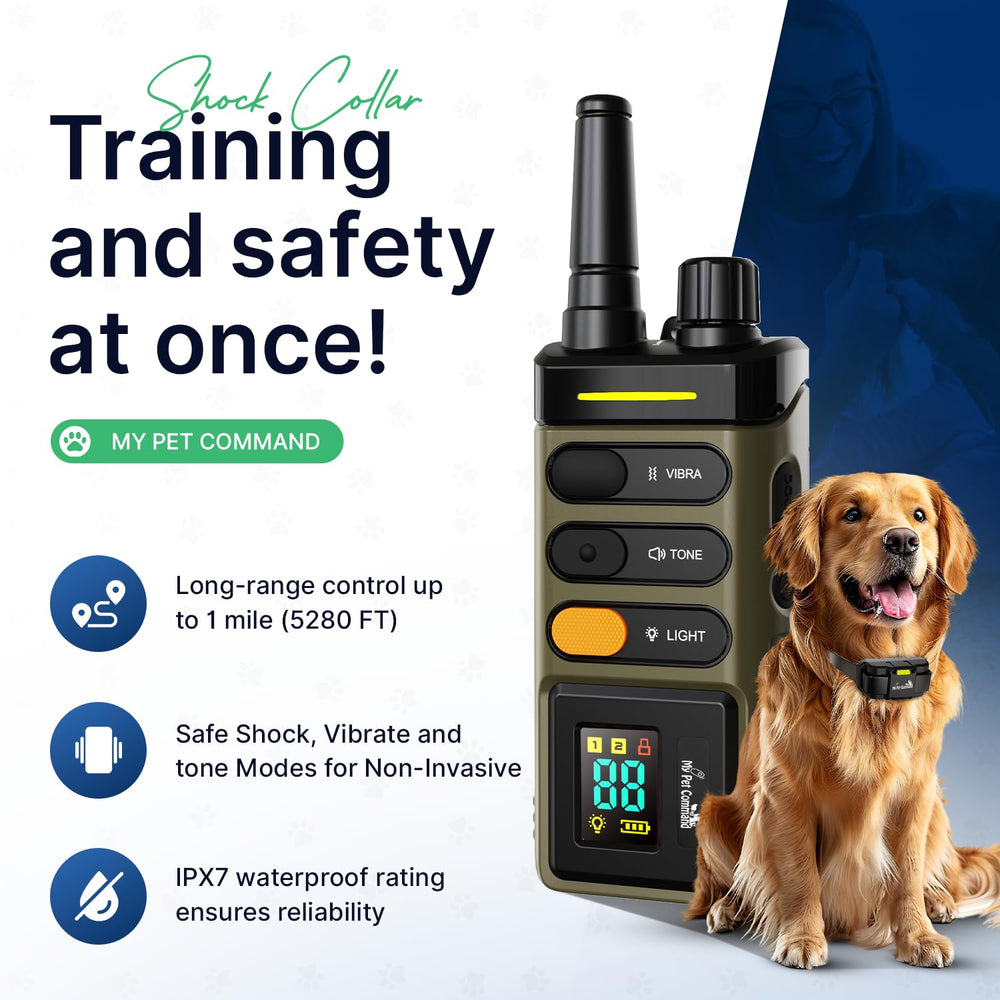 My Pet Command two-collars training kit supports multi-dog training with a single remote.