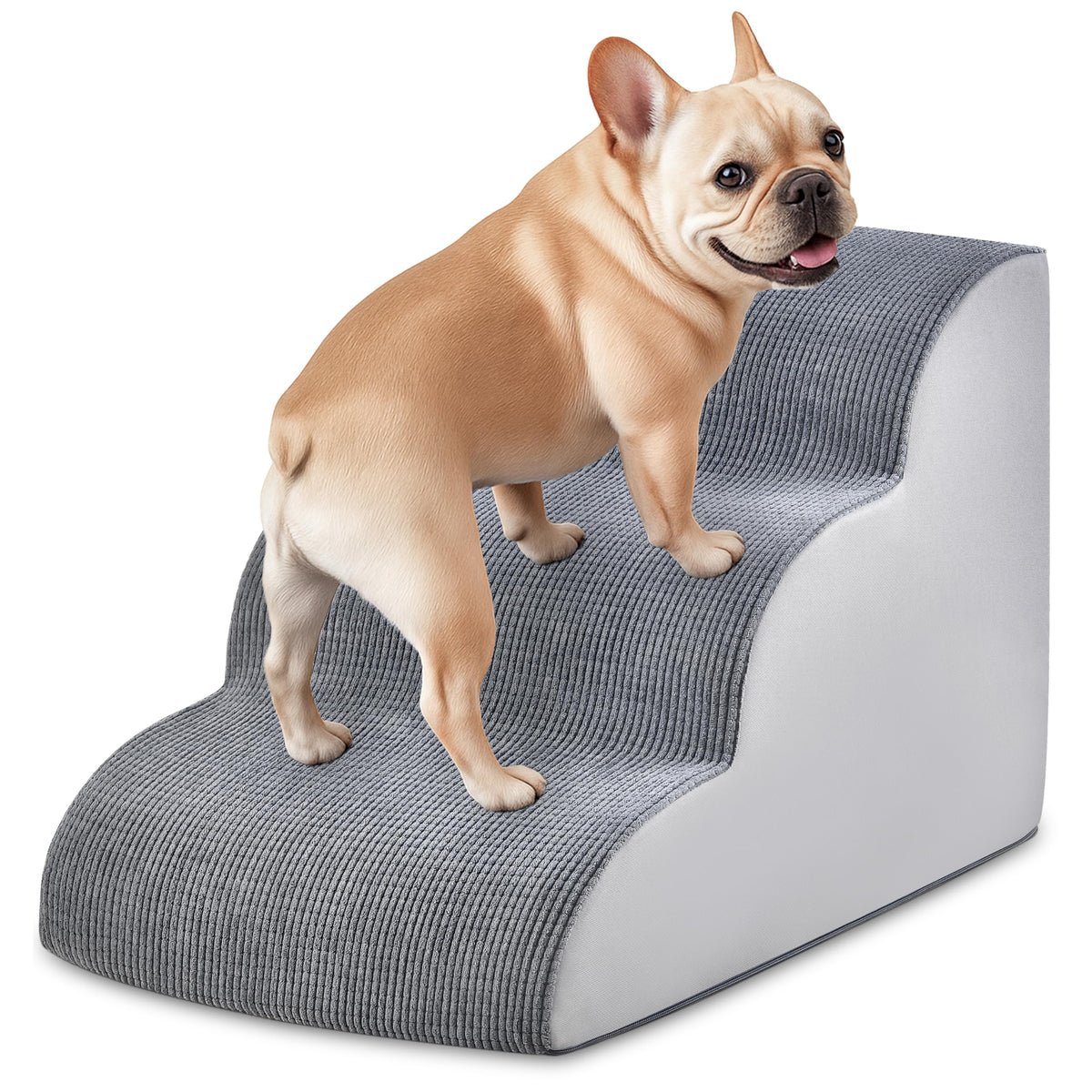 MYAXBD dog stairs 3-step foam-steps provide stable elevation for small dogs.