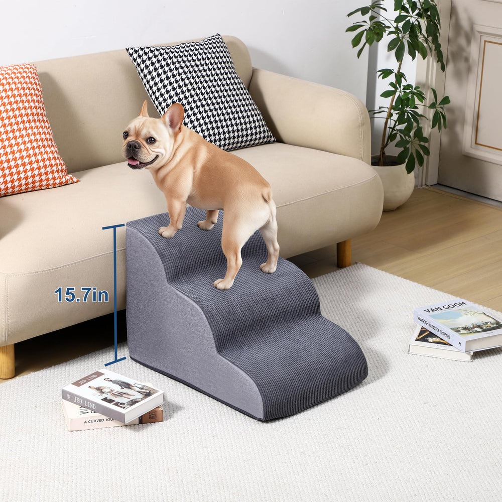 MYAXBD dog stairs faux-hemp sides add modern style and stable frame.