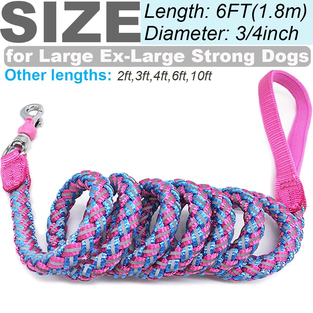 Mycicy 6ft pink leash suits medium to large dogs.