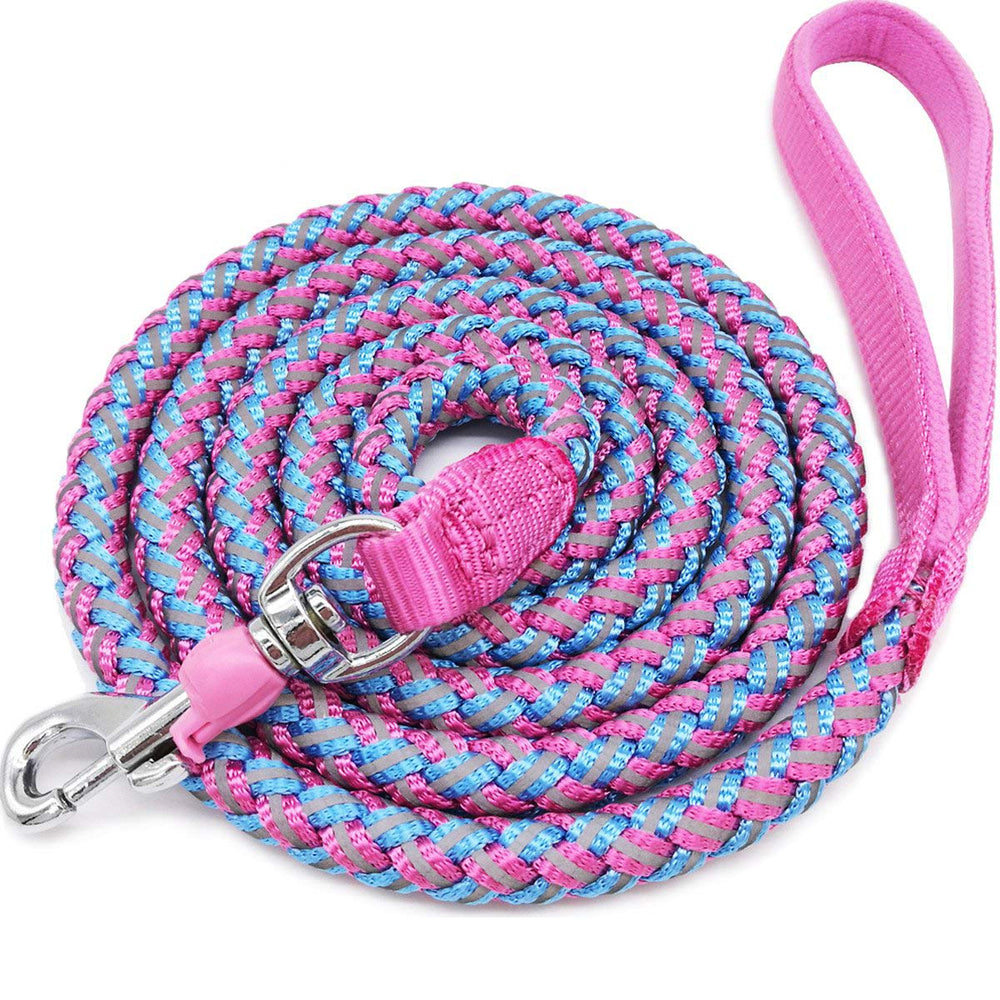 Mycicy leash with reflective pink stitching boosts nighttime visibility for safer walks.