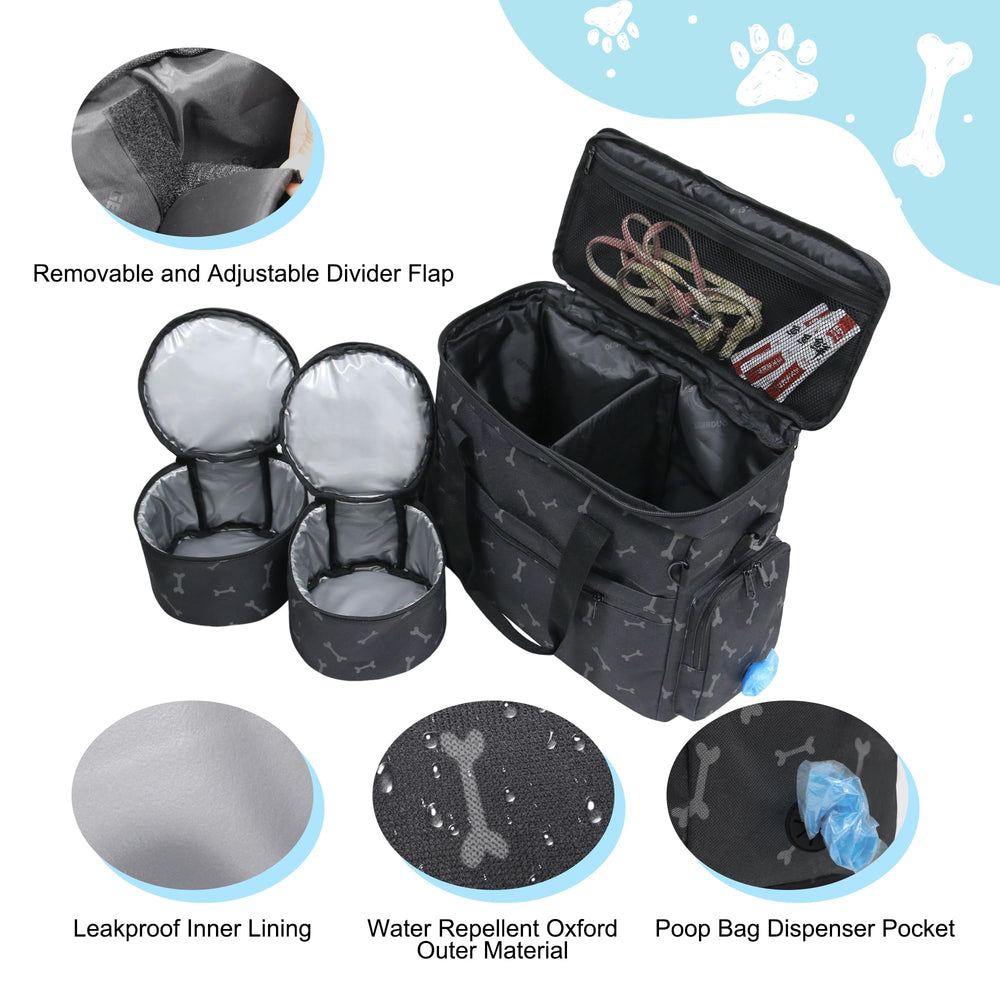 MYDAYS dog travel bag multi-pocket design provides quick access to leashes and treats