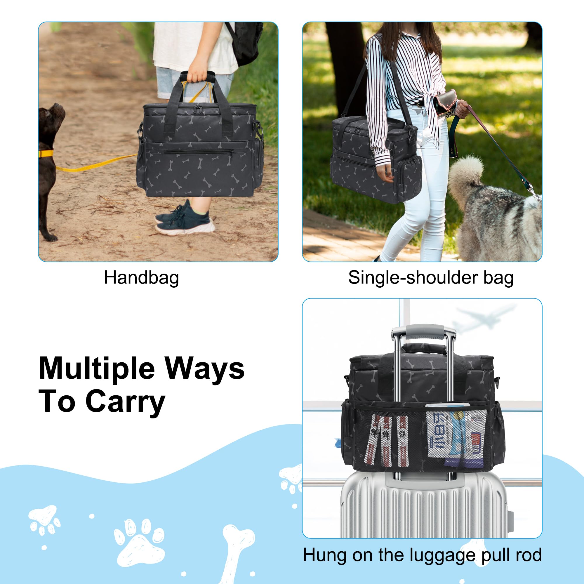 MYDAYS dog travel bag side pocket for easy grab-and-go items