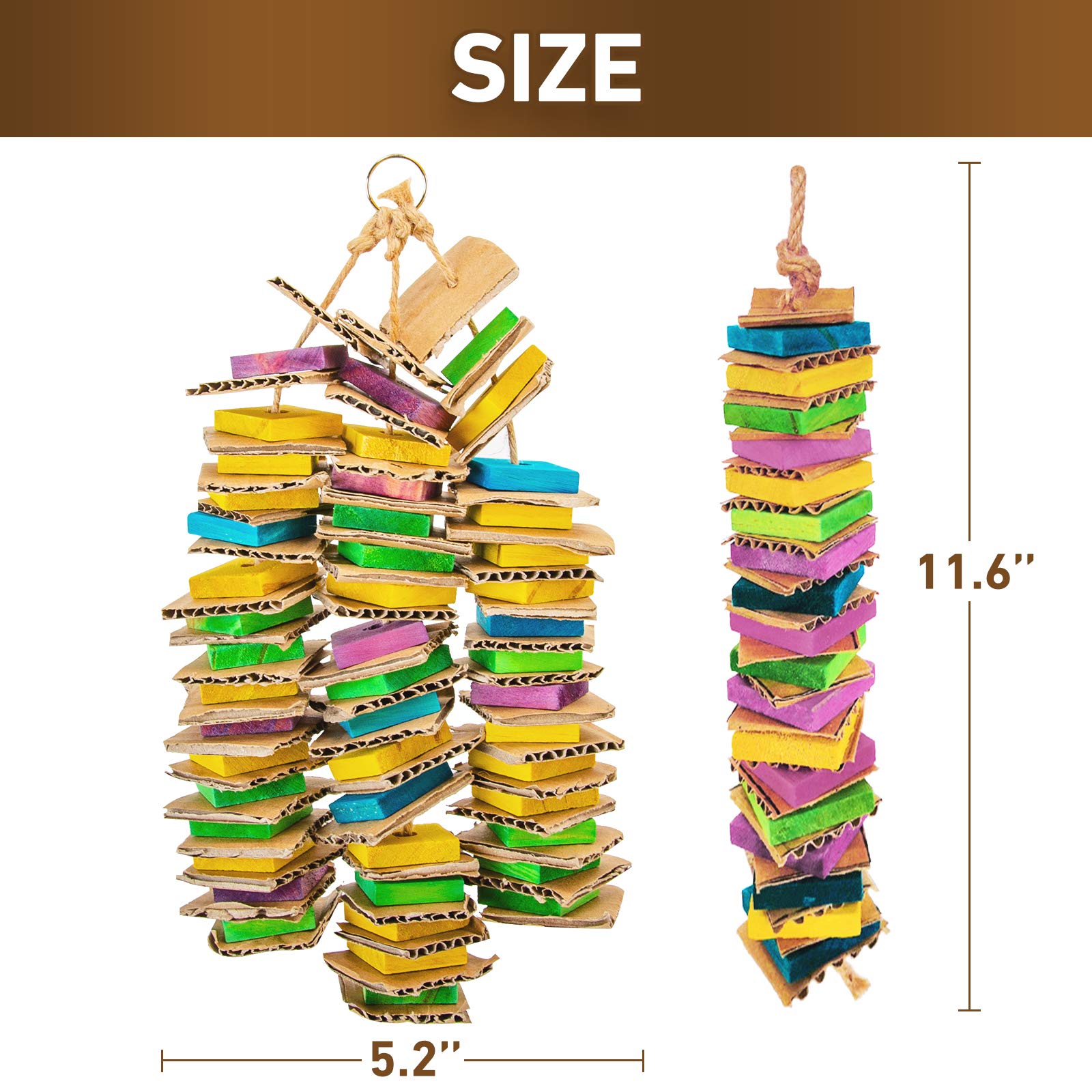 MYFAMIREA parrot toy with bright colors attracts parrots quickly during interactive cage play.