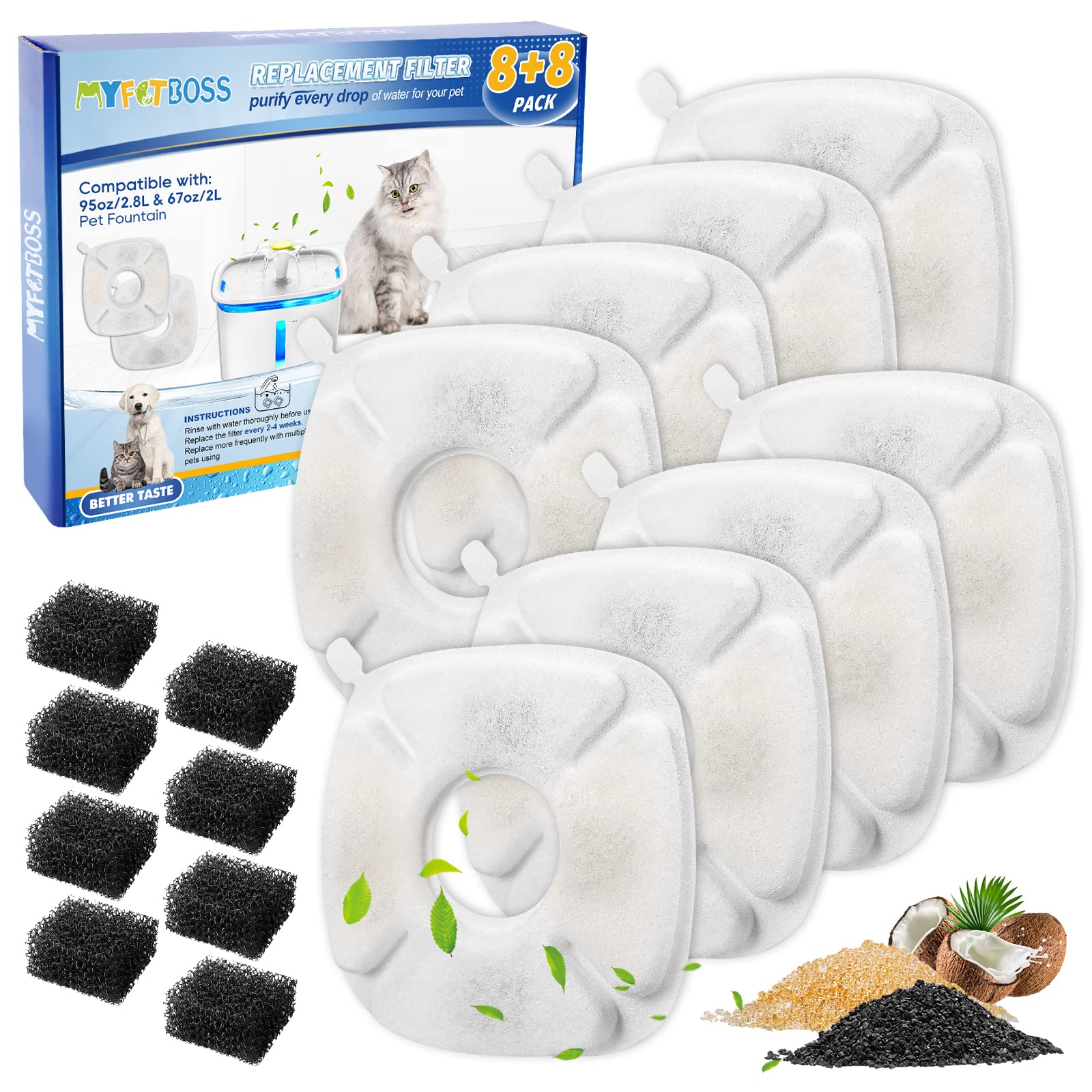 MyfatBOSS cat water fountain filters - fresh-tasting water for pets.