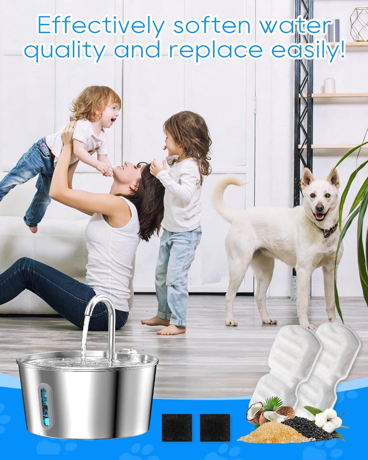MyfatBOSS compatibility shot demonstrates fit with 2.2L and 2.6L stainless steel fountains.