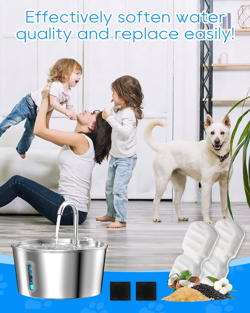 MyfatBOSS compatibility shot demonstrates fit with 2.2L and 2.6L stainless steel fountains.