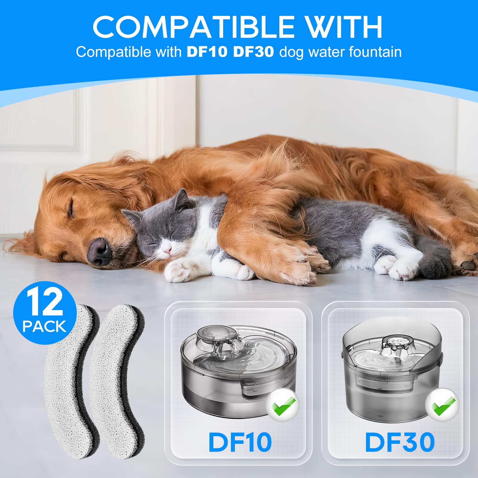 MyfatBOSS df10-df30-compatible filter packaging emphasizes convenient 12-pack replacement.