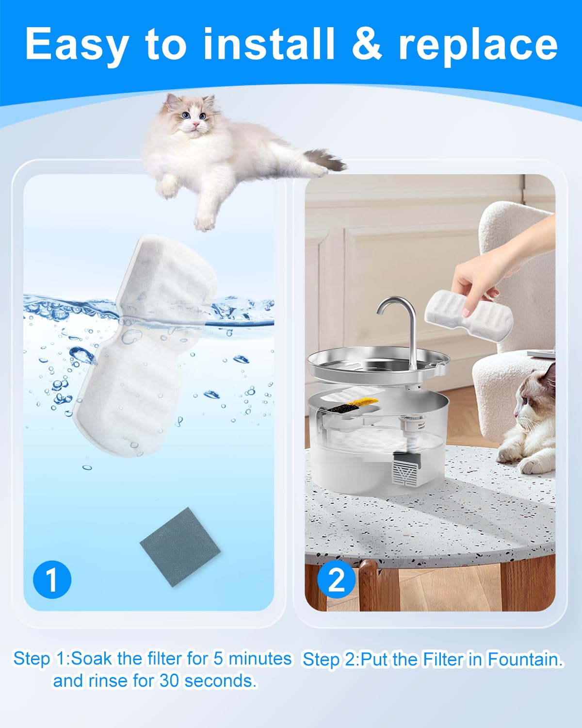 MyfatBOSS water flow in a cat fountain depicting continuous purified water circulation.