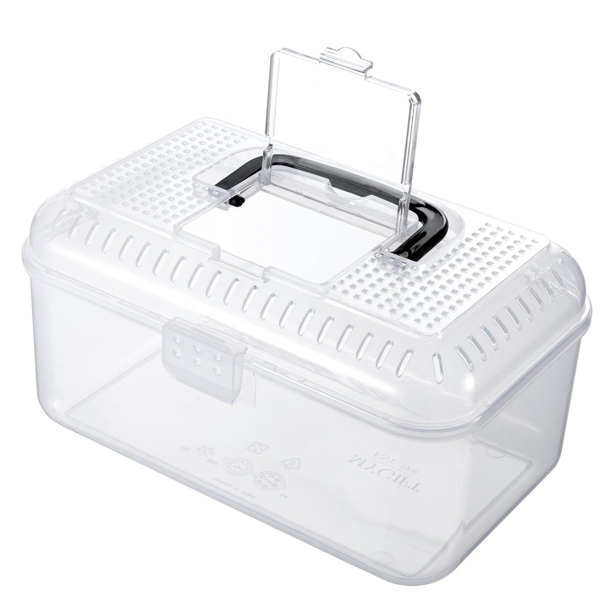 MyGift reptile carrier terrarium closed view offers clear visibility for monitoring critters.
