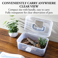 MyGift reptile carrier terrarium transport-handle demonstrates portable, on-the-go design for quick trips.