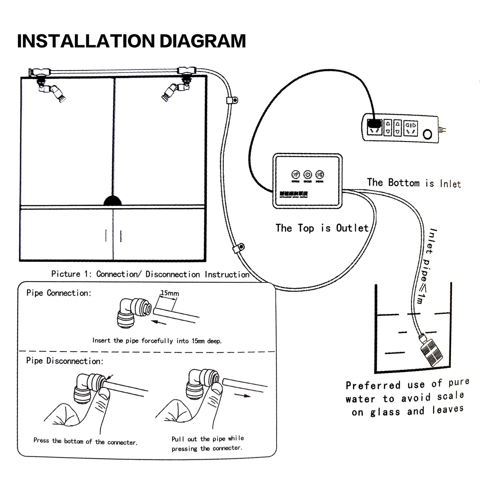 MYGIIKAKA reptile fogger installation guide demonstrates safe placement away from the terrarium.