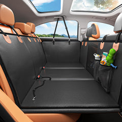 MYJAQI back seat extender shown from side view offering extra space for dogs on road