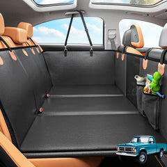 MYJAQI back seat extender for trucks showing extra space for dogs on road trips