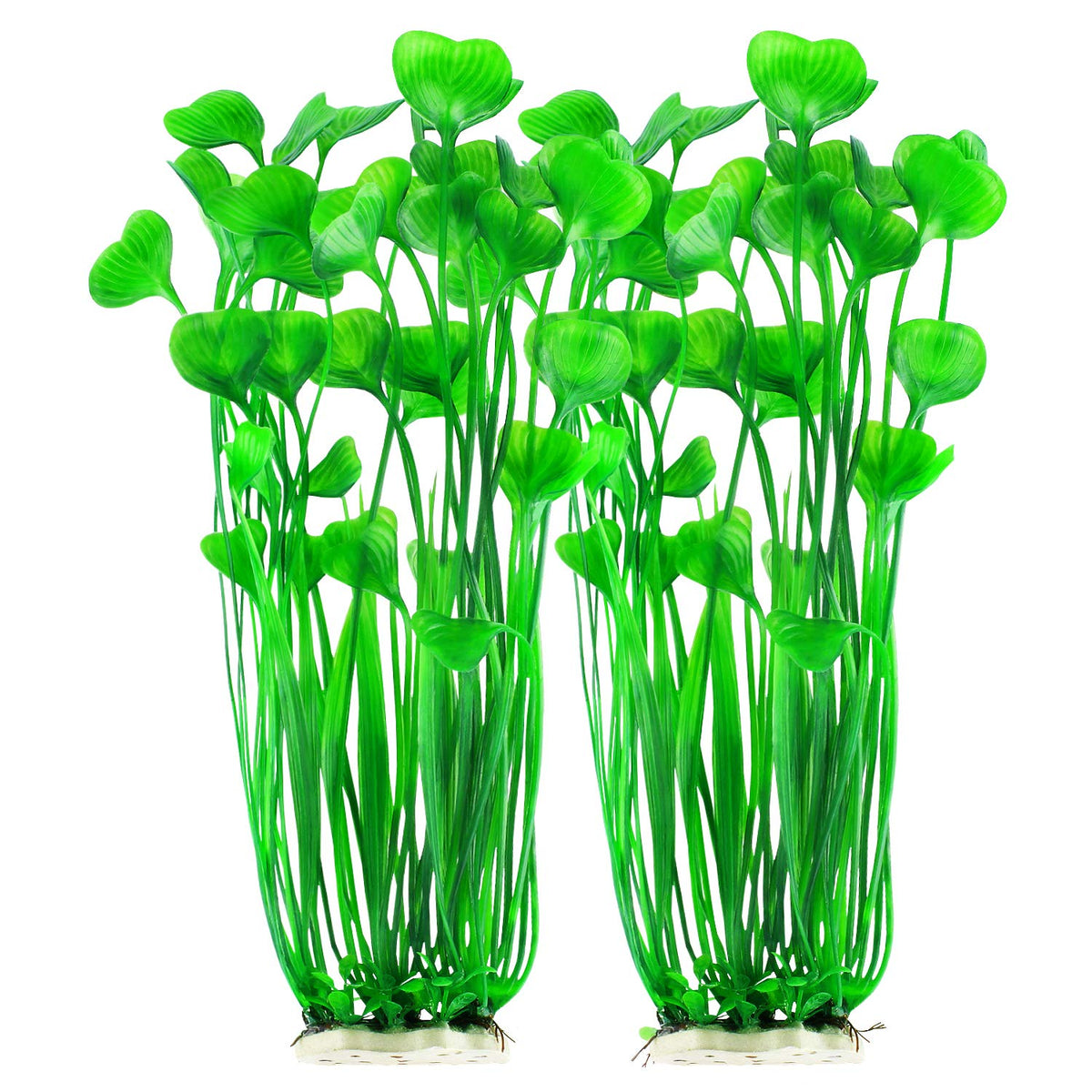 MyLifeUNIT plastic fish tank plants with heart-shaped leaves stand tall for vertical aquarium decor.