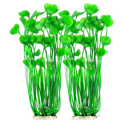 MyLifeUNIT plastic fish tank plants with heart-shaped leaves stand tall for vertical aquarium decor.