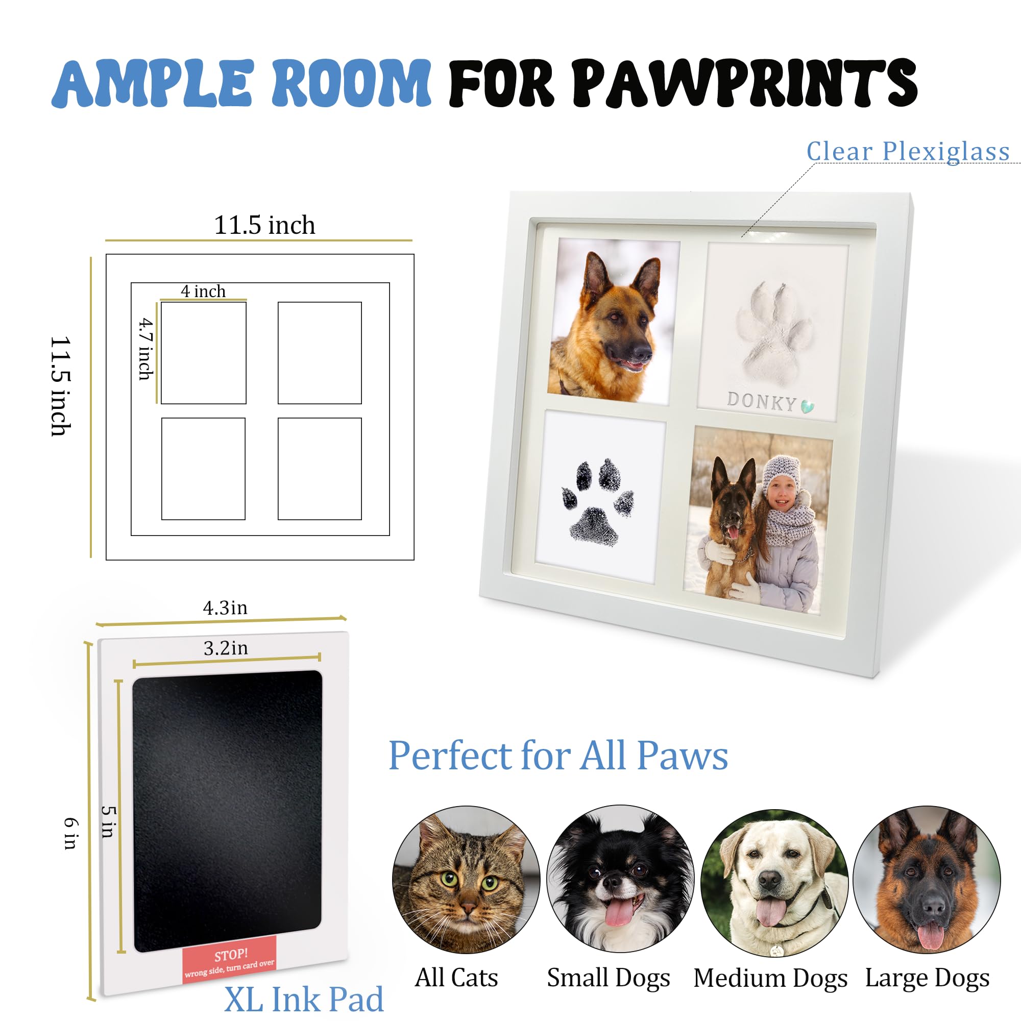 MYPAWLETS frame displays paw prints and photos together for a keepsake.
