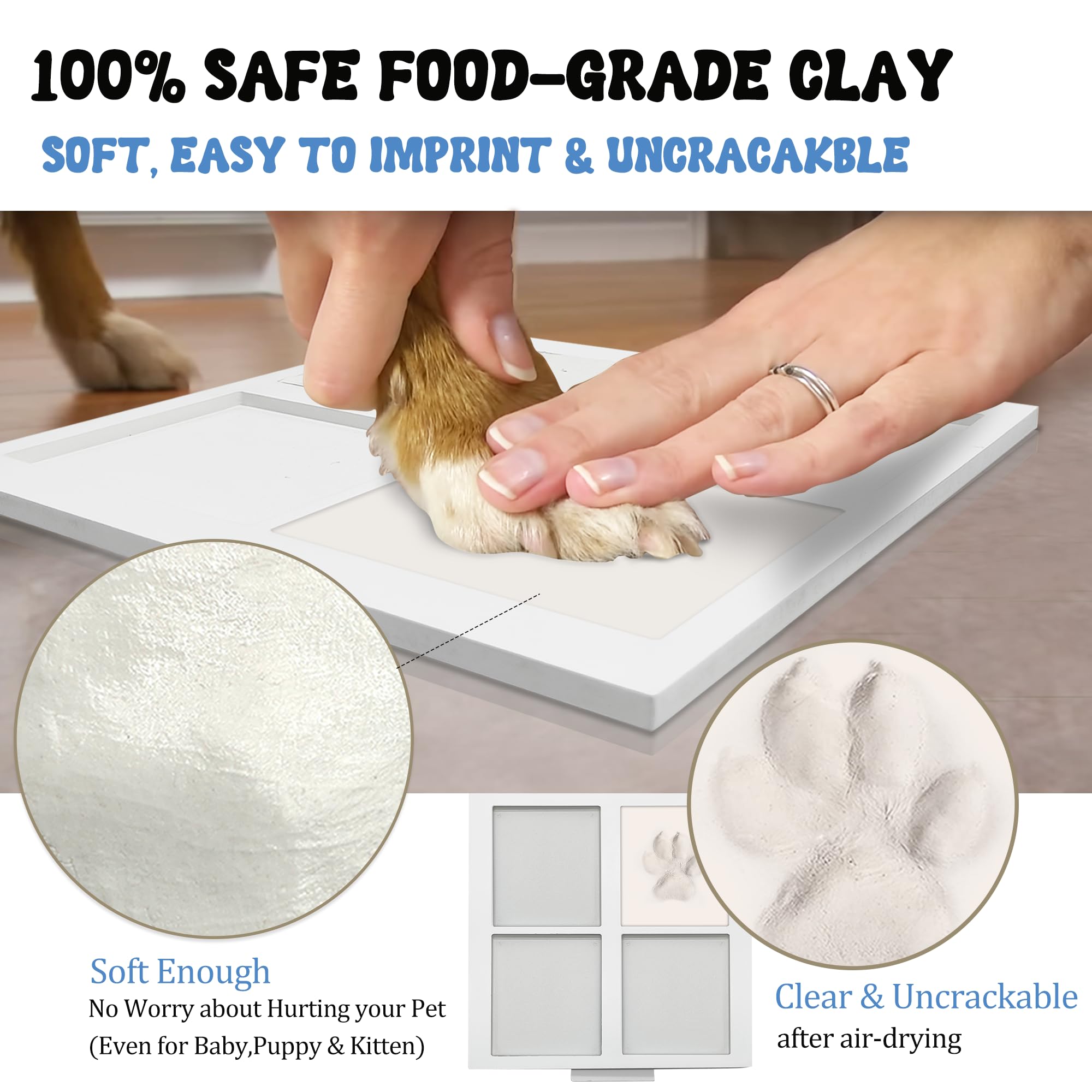 MYPAWLETS large paw print area fits large dog and cat paws clearly.