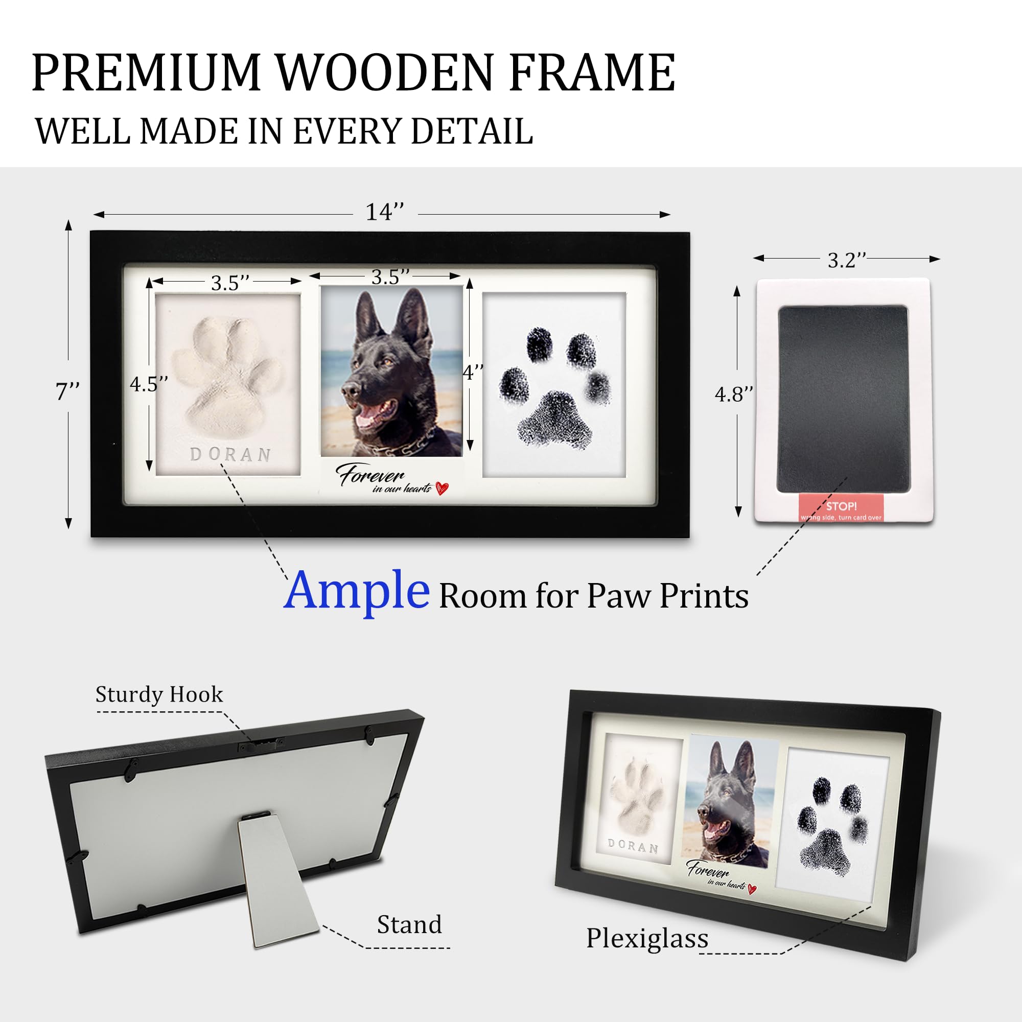 MYPAWLETS paw-print frame kit stand and hook ready for desk or wall