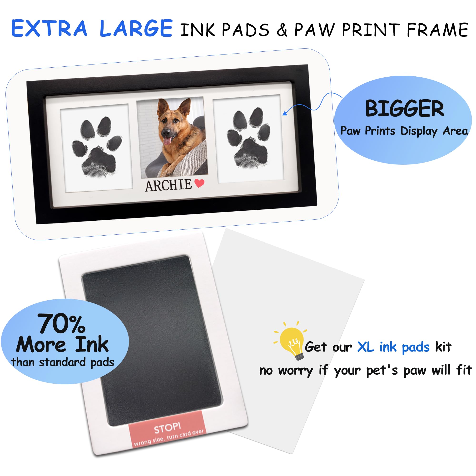 MYPAWLETS wooden paw print frame showcasing a keepsake display