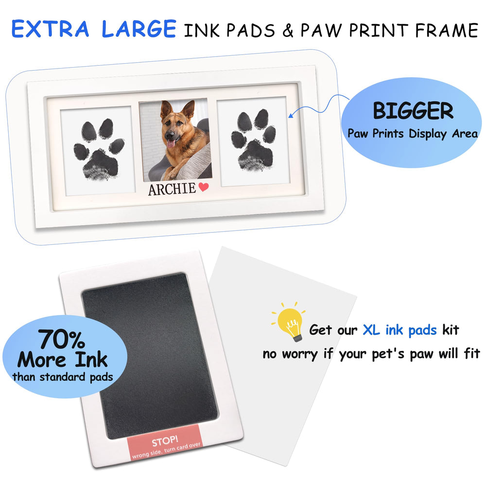 MYPAWLETS paw print frame showcasing pet art with easy display options.