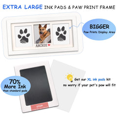 MYPAWLETS paw print frame showcasing pet art with easy display options.