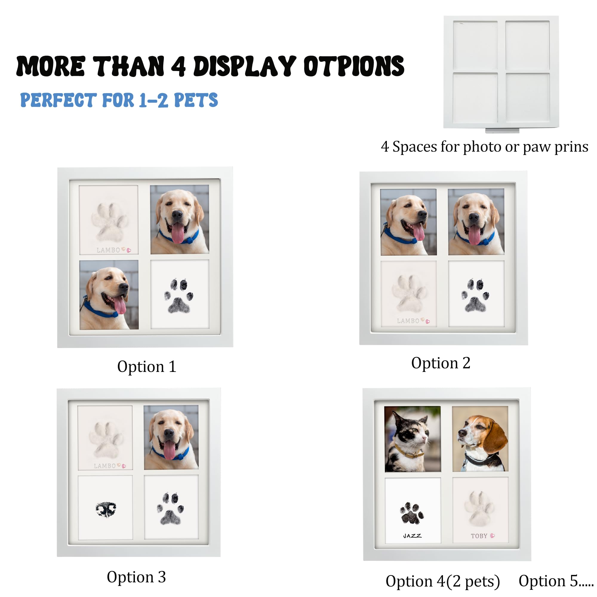 MYPAWLETS pet photographs frame offers wall-hanging or tabletop display.