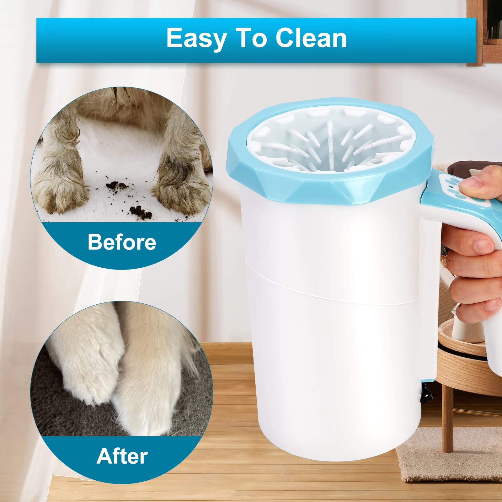 MYPIN 2400mAh rechargeable battery supports long use; up to 10 days of paw cleaning.