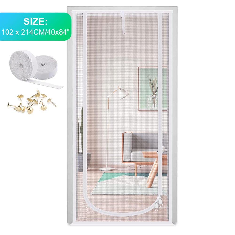 MYPIN cat-proof screen door bilateral zipper close-up for convenient entry
