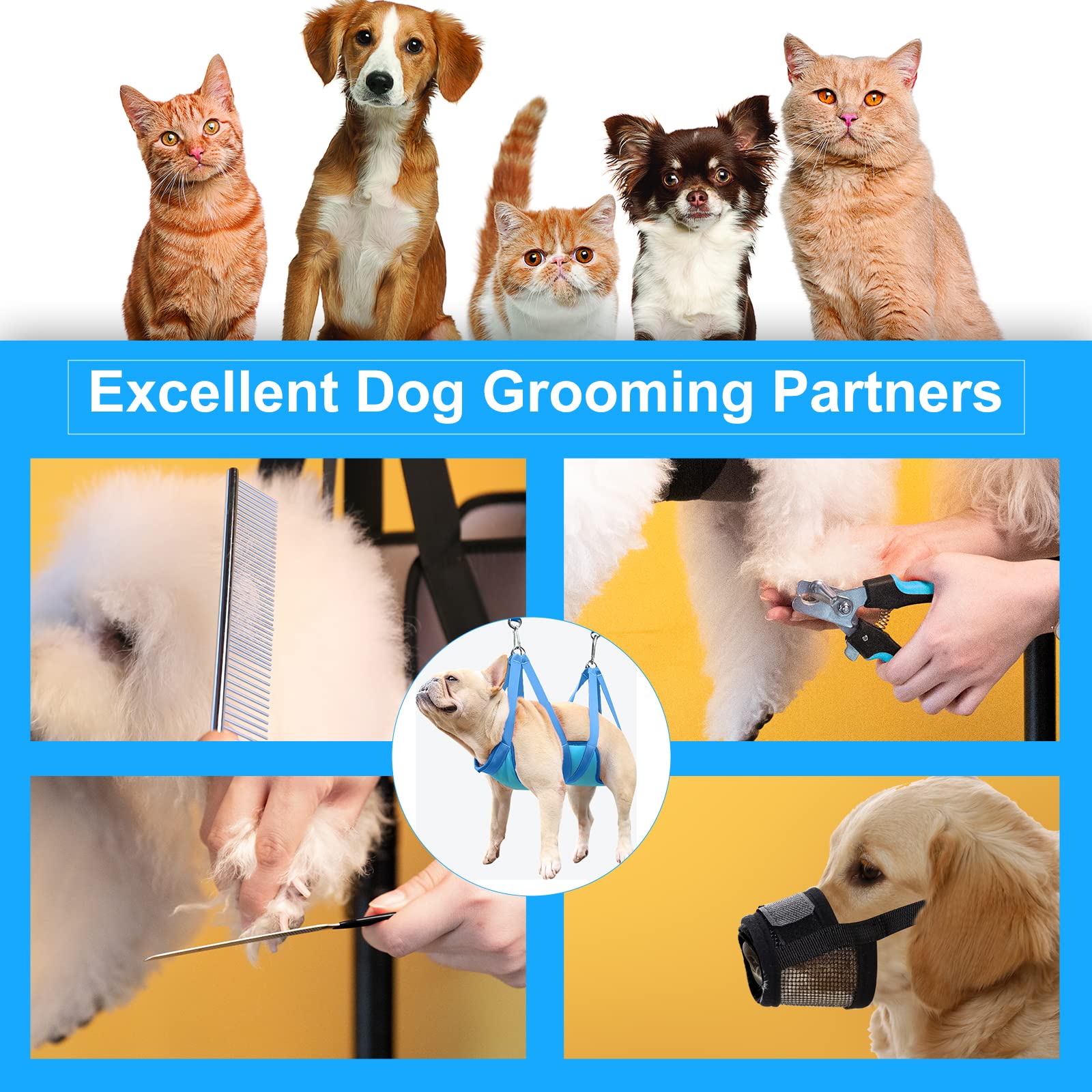 MYPIN grooming harness adjustable loop for precise pet positioning during baths and trims.