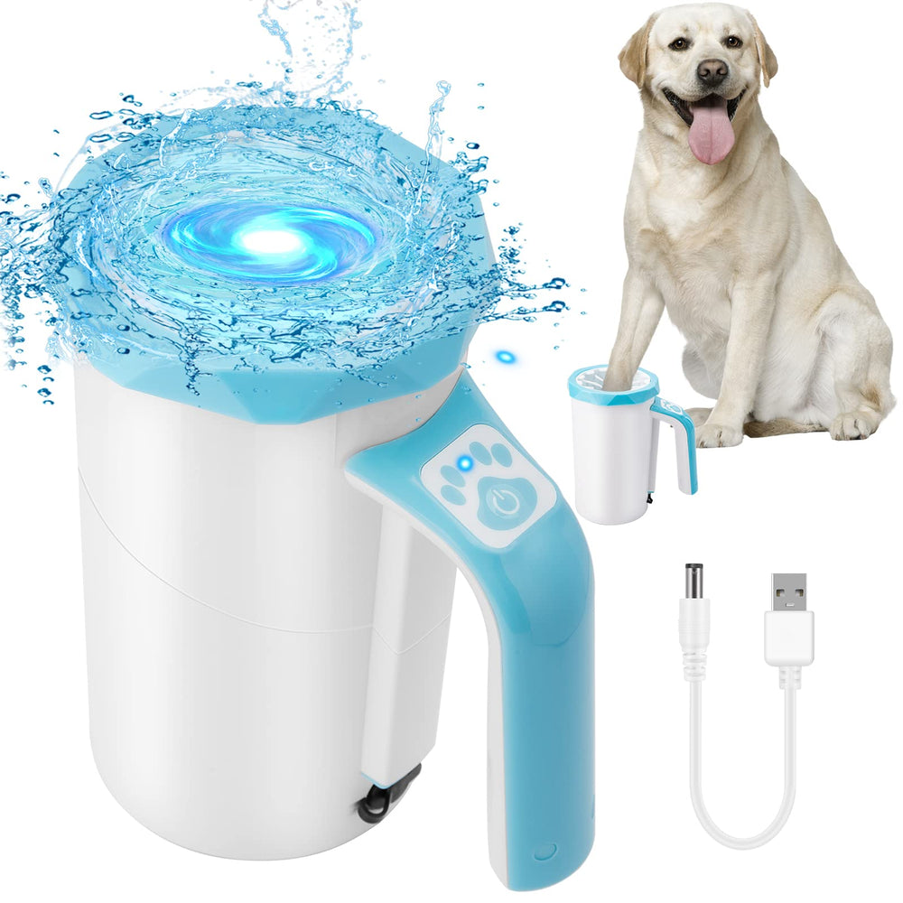 MYPIN rechargeable paw cleaner cup with soft silicone brush for easy muddy paw cleaning.