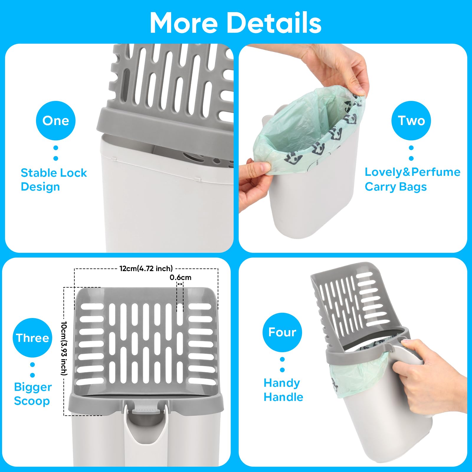 MYPIN scooper with sheltered lid keeps waste contained