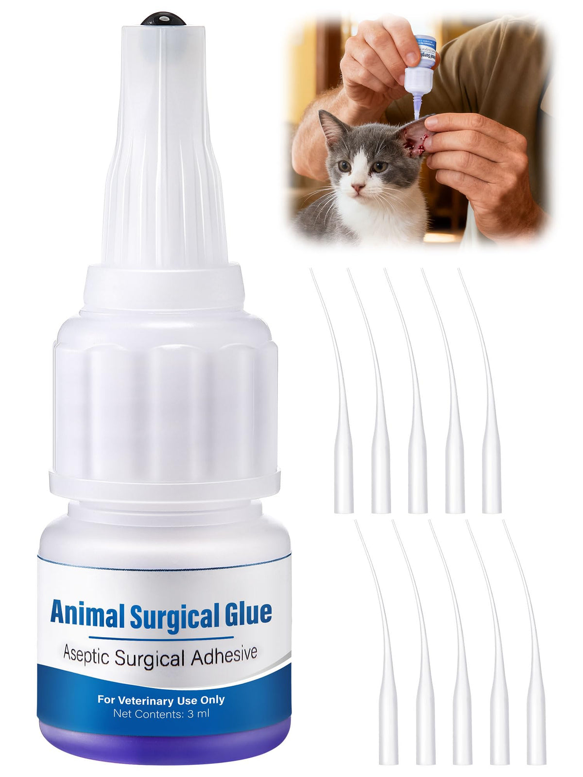 Mysora Veterinary Tissue Glue 3ml bottle ready for fast wound closure in pets.
