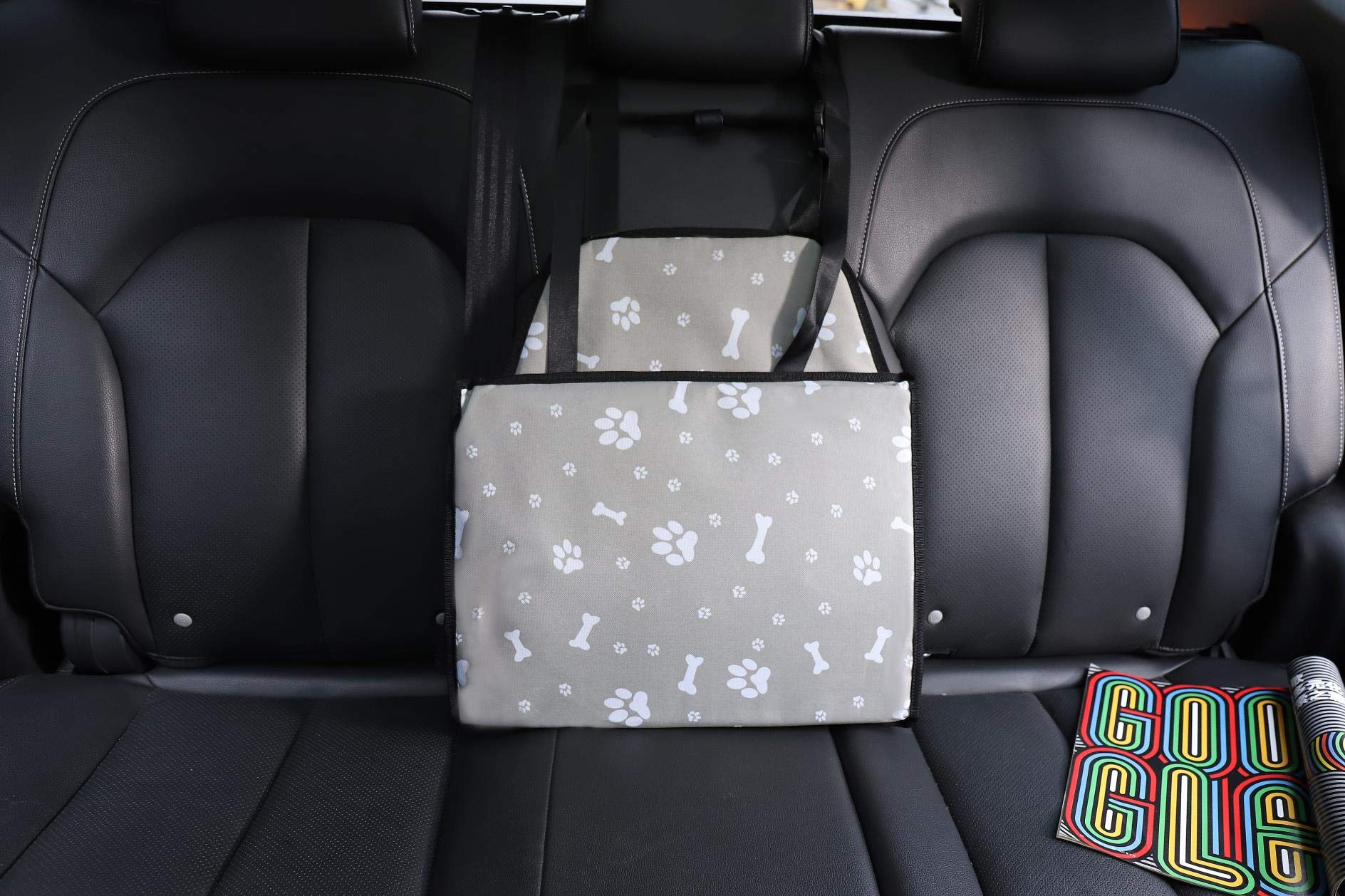 Myuilor portable travel booster suits dogs up to 30 lbs for car journeys.