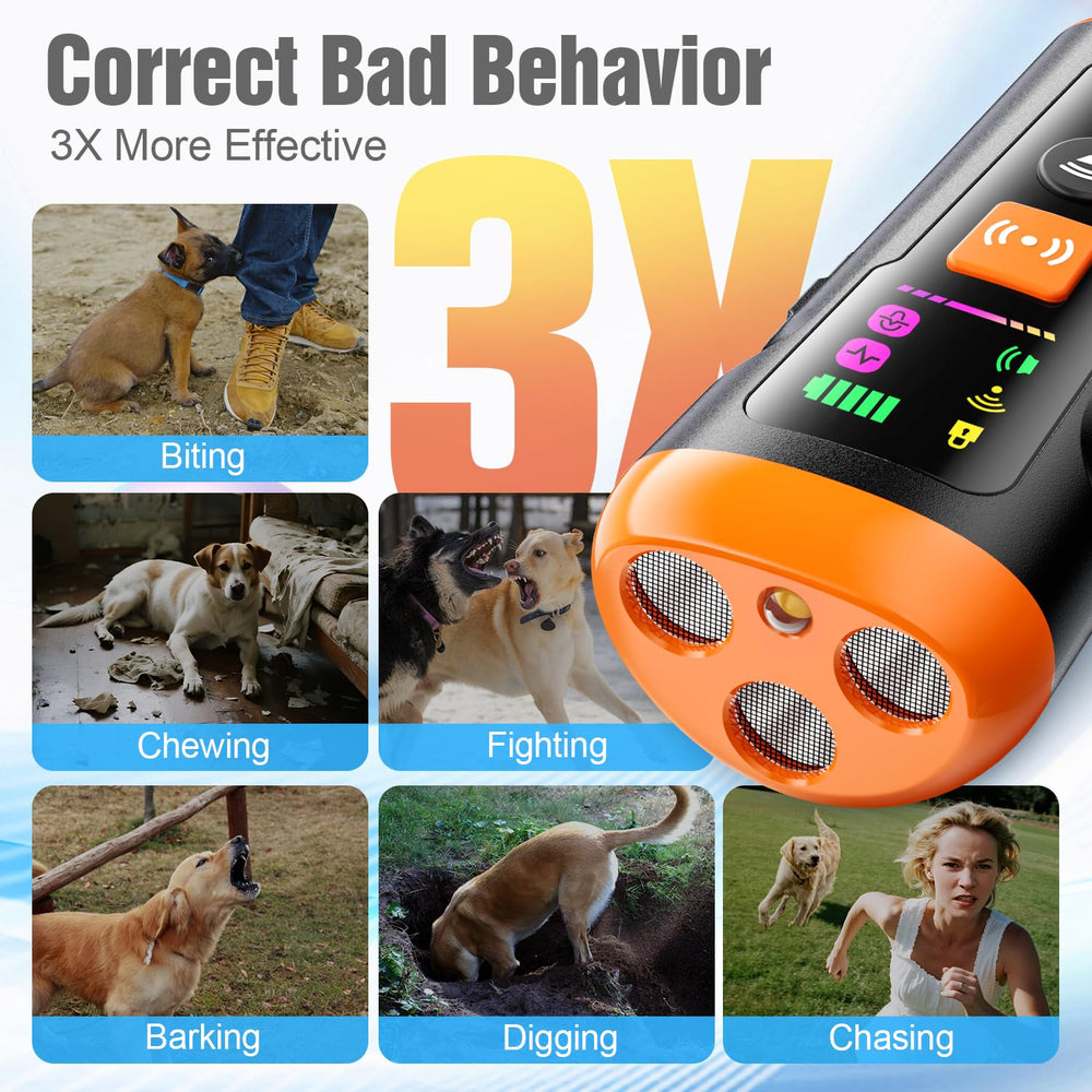 Mzorts dog bark deterrent outdoor-use image demonstrates reliable distance for yard sessions
