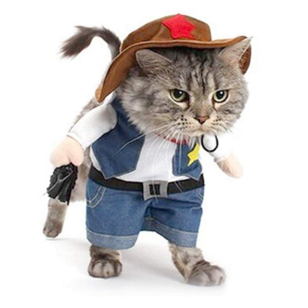 NACOCO Cowboy Dog Costume hat blue — stylish cowboy look for Halloween.