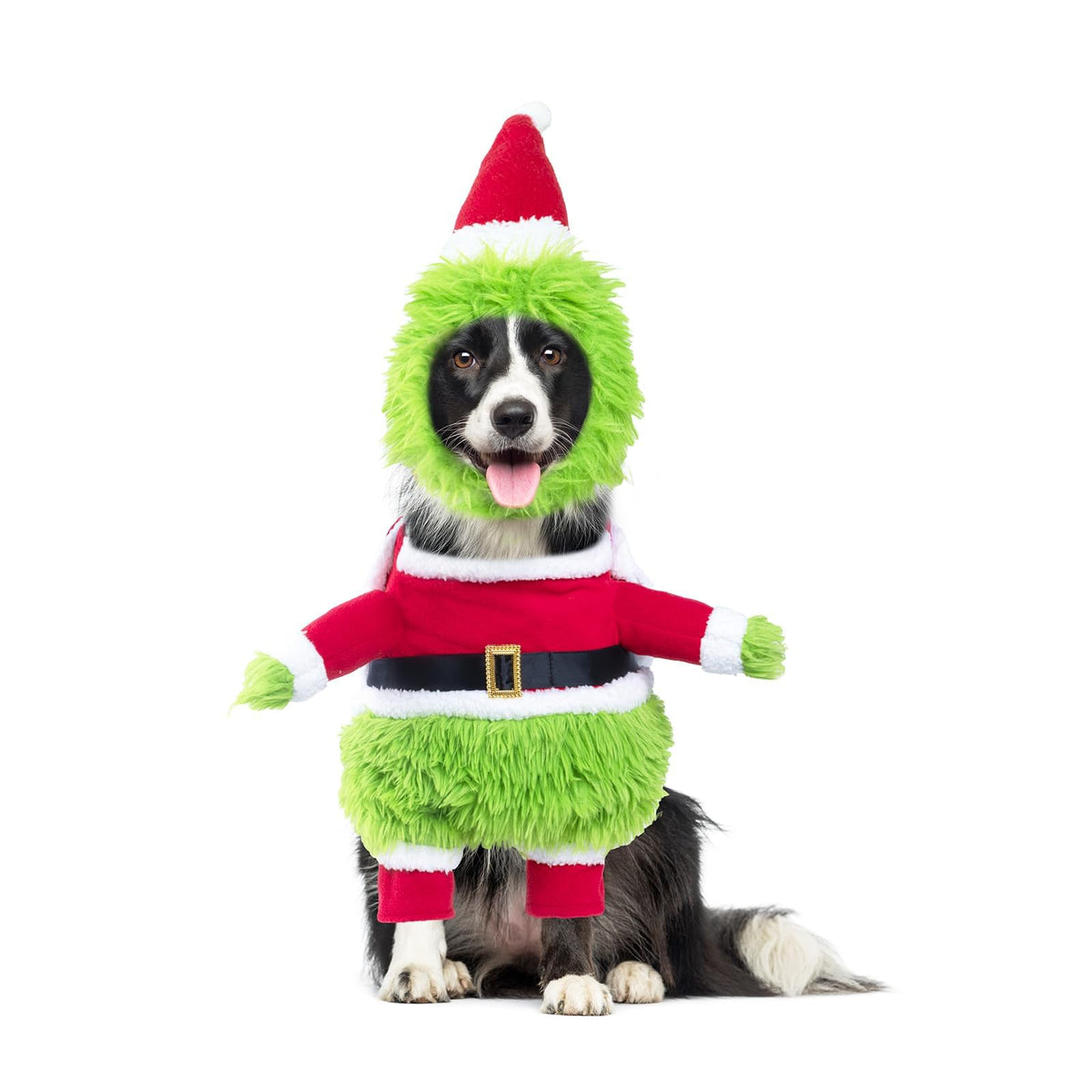 NACOCO dog Christmas furry costume with hat adds festive flair for holiday photos