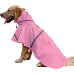 NACOCO dog raincoat back view in pink shows waterproof protection for rainy walks
