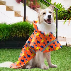 NACOCO dog raincoat blue dinosaur worn outdoors in rain for wet-weather protection