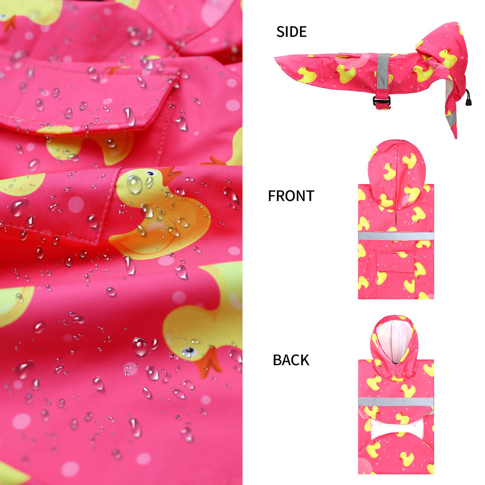 NACOCO dog raincoat features elastic leg straps and belly strap for secure, comfortable fit.