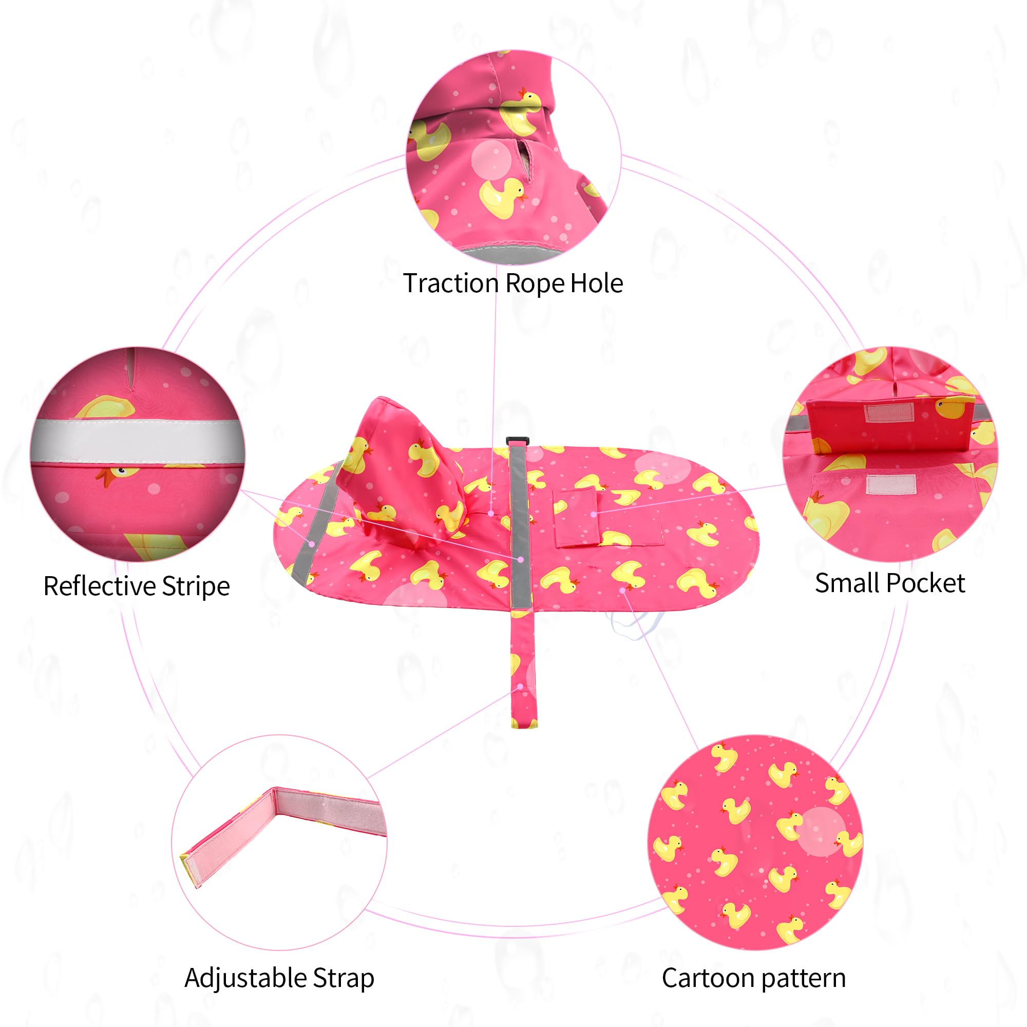 NACOCO raincoat shows reflective back strip for safer nighttime visibility.